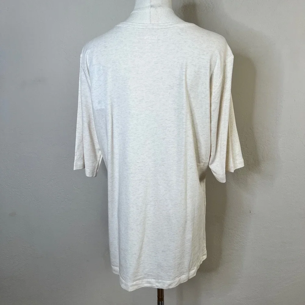 Lands End‎ T-Shirt Tencel Modal Blend Womens Size 1X Cream Oatmeal Heather NEW